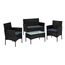 STILISTA® Polyrattan Sitzgruppe 1 Bank + 2 Stühle + 1 Tisch mit Glasplatte, Lounge Set, schwarz