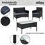 STILISTA® Polyrattan Sitzgruppe 1 Bank + 2 Stühle + 1 Tisch mit Glasplatte, Lounge Set, schwarz