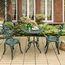 GIANTEX 3-teiliges Bistro Set, Bistrotisch mit 2 Stühlen, Gartenmöbel Set Aluminium, Gartenset Balkonset Antik, Runder Gartentisch, Balkonmöbel Set Garten Sitzgruppe 2 Sitzhocker Outdoor (Bronzegrün)