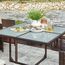 SONGMICS Gartenmöbel-Set Polyrattan Lounge, Esszimmermöbel, Esstisch und Stühle, 9er Set, aus PE-Rattan, Terrassenmöbel, Couchtisch mit Glasoberfläche, mit Kissen, platzsparend, braun-beige GGF009K02