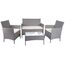 Mendler Poly-Rattan Garten-Garnitur HWC-D82, Sitzgruppe Lounge-Set - grau mit Kissen Creme