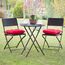 Relaxdays Gartenmöbel Set Bastian, klappbar, 3-teilig, Rattan-Optik, klein, HBT Tisch: 75,5 x 60 x 60 cm, braun