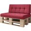 sunnypillow Palettenkissen für Palettenmöbel - 2er Set - Palettenauflage für Palettensofa - Palettenpolster für Garten, Gesteppte Kissen mit Knöpfen für Europaletten - Rückenkissen & Sitzkissen Red