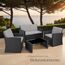 tectake® Lounge Gartenmöbel Set Poly Rattan für den Garten, Möbel für den Balkon, 12-teilige Garten Lounge (wetterfest), Essgruppe mit Outdoor Sofa, Sessel und Tisch für 4 Personen (Schwarz/Grau)