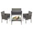 SONGMICS Gartenmöbel-Set, 4-teilig, Balkonmöbel aus PE-Polyrattan, Tisch, 2 Stühle, 2-Sitzer-Bank, Lounge-Möbel Outdoor, Terrassenmöbel, für Terrasse, Balkon, grau GGF004TZ01