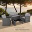 tectake Lounge Gartenmöbel Set Poly Rattan für den Garten, Möbel für den Balkon, 12-teilige Garten Lounge (wetterfest), Essgruppe mit Outdoor Sofa, Sessel und Tisch für 4 Personen (Grau/Hellgrau)