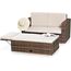 Melko Gartenset Polyrattan mehrteilige Sofa-Garnitur Holz Braun mit klappbarer Fußbank & Stauraum, Tisch inklusive Kissen