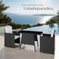 tectake® Poly Rattan Sitzgruppe für 2 Personen, Outdoor Möbel platzsparend zusammenschiebbar, 2 Sessel & 1 Tisch, ideales Balkon Lounge Set, Gartenmöbel, Terrassenmöbel wetterfest - schwarz