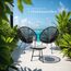 tectake® Set 2X Stuhl 1x Beistelltisch Acapulco, Gartenstuhl, Gartenstühle im Retro Design, Indoor und Outdoor Sessel für Garten, Wintergarten, als Terrassenstühle oder Balkon Sessel - schwarz