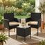 SONGMICS Balkonmöbel, Gartenmöbel-Set, aus PE-Polyrattan, Lounge-Set, Tisch und 2 Stühle, Terrassenmöbel, Outdoor, für Terrasse, Balkon, Garten, schwarz-Taupe GGF003B01