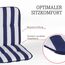 Beo Niedriglehner Auflagen Waschbar Bali | Made in EU nach Öko-Tex Standard | Atmungsaktive Stuhlauflage Niedriglehner mit Halteband | UV-beständige Auflagen Niedriglehner mit Streifen in Blau-Weiß,