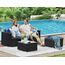 SONGMICS Gartenmöbel-Set, Balkonmöbel aus PE-Polyrattan, Terrassenmöbel, Ecksofa, Outdoor, handgeflochtenes Rattan, Lounge-Set, mit Kissen und Glastisch, schwarz-grau GGF005B04
