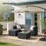SONGMICS Gartenmöbel-Set, Balkonmöbel aus PE-Polyrattan, Terrassenmöbel, Ecksofa, Outdoor, handgeflochtenes Rattan, Lounge-Set, mit Kissen und Glastisch, schwarz-grau GGF005B04