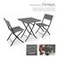 tectake® Rattan Balkon oder Garten Bistro Möbel Set, Sitzgruppe mit 2 Stühlen und 1 Kleiner Esstisch, platzsparend klappbar, Gartenmöbel, Balkonmöbel Kleiner Balkon - grau