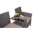 Mendler Poly-Rattan Sitzbank mit Tisch HWC-E24, Gartenbank Sitzgruppe Gartensofa, 132cm - grau, Kissen Creme