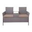Mendler Poly-Rattan Sitzbank mit Tisch HWC-E24, Gartenbank Sitzgruppe Gartensofa, 132cm - grau, Kissen Creme