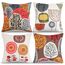 RYBornament 4er Set Dekorativ Kissenbezug Sofakissen Kissen Rot Herbst Blumen Muster Kissenbezüge Leinen Quadratisch Dekokissen Couchkisen 45 x 45 Abstrakt Kissenbezug für Sofa Schlafzimmer Büro Auto