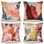 RYBornament 4er Set Kissenbezug Dekorative Kissenbezüge 45 X 45 cm Bunt Tropische Pflanze Leinen Dekoration Kissenhülle Abstrakt Quadratische Kissenbezüg Für Sofa Auto Büro Cafe Outdoor Garten