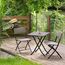 tectake® Rattan Balkon oder Garten Bistro Möbel Set, Sitzgruppe mit 2 Stühlen und 1 Kleiner Esstisch, platzsparend klappbar, Gartenmöbel, Balkonmöbel Kleiner Balkon - grau