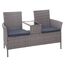 Mendler Poly-Rattan Sitzbank mit Tisch HWC-E24, Gartenbank Sitzgruppe Gartensofa, 132cm - grau, Kissen dunkelgrau