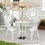 GIANTEX 3-teiliges Bistro Set, Bistrotisch mit 2 Stühlen, Gartenmöbel Set Aluminium, Gartenset Balkonset Antik, Runder Gartentisch, Balkonmöbel Garten Sitzgruppe 2 Sitzhocker Outdoor (Weiß)