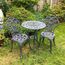Lazy Susan London Rose Gartenmöbel-Set, rund, 2-Sitzer, Aluminiumguss, wetterfest, wartungsfrei, passende Bistro-Stühle, 3 Jahre Garantie, schiefergraue Oberfläche