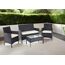 Mendler Poly-Rattan Garten-Garnitur HWC-D82, Sitzgruppe Lounge-Set - schwarz mit Kissen Creme