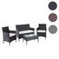 Mendler Poly-Rattan Garten-Garnitur HWC-D82, Sitzgruppe Lounge-Set - schwarz mit Kissen Creme