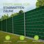 Juskys PVC Sichtschutzstreifen Doppelstabmatten Zaun - 35m x 19 cm - 30 Befestigungsclips - grün - Zaunfolie Sichtschutz Windschutz Garten Gartenzaun
