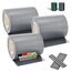Juskys PVC Sichtschutzstreifen Doppelstabmatten Zaun 3er Set - 3 Rollen á 35m x 19cm - 90 Befestigungsclips - Zaunfolie Sichtschutz Windschutz - hellgrau
