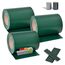 Juskys PVC Sichtschutzstreifen Doppelstabmatten Zaun 3er Set - 3 Rollen á 35m x 19cm - 90 Befestigungsclips - Zaunfolie Sichtschutz Windschutz - grün