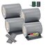 Juskys PVC Sichtschutzstreifen Doppelstabmatten Zaun 4er Set - 4 Rollen á 35m x 19cm - 120 Befestigungsclips - Zaunfolie Sichtschutz Windschutz - hellgrau