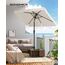 SONGMICS Sonnenschirm 200 x 150 cm, rechteckiger Balkonschirm, Sonnenschutz UPF 50+, beidseitig um 30° knickbar, für Garten, Terrasse, ohne Ständer, beige GPU048M01