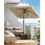 SONGMICS Sonnenschirm 300 x 200 cm, rechteckiger Balkonschirm, Sonnenschutz UPF 50+, beidseitig um 30° knickbar, für Garten, Terrasse, ohne Ständer, taupe GPU058K01