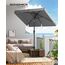 SONGMICS Sonnenschirm 200 x 150 cm, rechteckiger Balkonschirm, Sonnenschutz UPF 50+, beidseitig um 30° knickbar, für Garten, Terrasse, ohne Ständer, grau GPU048G01