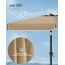 SONGMICS Sonnenschirm 300 x 200 cm, rechteckiger Balkonschirm, Sonnenschutz UPF 50+, beidseitig um 30° knickbar, für Garten, Terrasse, ohne Ständer, taupe GPU058K01