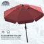 MasterCanopy 270 cm Sonnenschirm neigungsverstellbar, mit schönem Volant, 8 Rippen und Kurbel, für Patio, Garten, Terrasse, Markt, Burgund