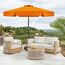 MasterCanopy 230 cm Sonnenschirm neigungsverstellbar, mit schönem Volant, 6 Rippen und Kurbel, für Patio, Garten, Terrasse, Markt, Orange