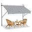 HENGMEI Klemmmarkise Balkon Markise Einziehbar Balkonmarkise Sonnenschutz ohne Bohren höhenverstellbar (250 x 120 cm, Graue und Weiße Streifen)