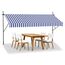 HENGMEI Klemmmarkise Balkon Markise Einziehbar Balkonmarkise Sonnenschutz ohne Bohren höhenverstellbar (300 x 120 cm, Blaue und Weiße Streifen)