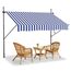 HENGMEI Klemmmarkise Balkon Markise Einziehbar Balkonmarkise Sonnenschutz ohne Bohren höhenverstellbar (250 x 120 cm, Blaue und Weiße Streifen)