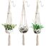 YHmall 3 Stück Makramee Blumenampel, Blumenampel hängend Innen, Pflanzenaufhänger, Blumentopf Hängend mit Baumwollseil für Innen Außen Decken Balkone Wanddekoration 105 cm Belastung 10 kg