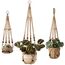 Mkouo 3er Set Makramee Blumenampel Pflanzenhänger Innen Pflanzkorb Hängender Blumentopfhalter Jute-Seil mit Perlen ohne Quasten Jute-Seil, 58cm/73cm/89cm, Braun