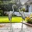 Kircust Gartenkranich-Statuen, stehender Metall-Patina-Reiher-Lockvogel, Outdoor-Statue, große Größe, Vogelhof-Kunst, für Terrasse, Rasen, Teich, 2 Stück