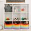 OrganiHaus Aufbewahrungskorb Rechteckig Geflochten, Körbe Aufbewahrung Wohnzimmer, Kinderzimmer, Badezimmer, Deko Korb, Faltbar mit Griffen für Decken & Spielzeug – Regenbogen, 37x25x22,5 cm
