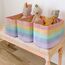 OrganiHaus Aufbewahrungskorb Rechteckig Geflochten, Körbe Aufbewahrung Wohnzimmer, Kinderzimmer, Badezimmer, Deko Korb, Faltbar mit Griffen für Decken & Spielzeug – Regenbogen, 37x25x22,5 cm