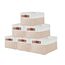 DECOMOMO Faltbarer Aufbewahrungskorb aus robustem kationischem Stoff, würfelförmig, mit Griffen, für die Organisation von Regal, Schrank (beige und weiß, klein – 30 x 20 x 15 cm – 6 Stück)