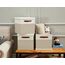 DECOMOMO Cube storage baskets | Cloth Storage Cubes with Lids Closet Organizer Cubby Boxes for Shelves Fabric Nursery Decorative Basket with Handles (Beige and White, 11" x 11" x 11")