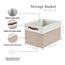 DECOMOMO Cubby Aufbewahrungskörbe | 33 x 38,1 x 33 cm Stoff-Aufbewahrungswürfel für Kallax-Regale, Stoff, Kinderzimmer, dekorativ mit Griffen (beige und weiß, 33 x 38,1 x 33 cm, 3P)