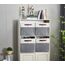 DECOMOMO faltbare Aufbewahrungskorb | robuster Stoffkorb mit Griffen für die Organisation von Regal, Kinderzimmer, Spielzeug, Schrank (Gray and white, 33cm – 4 Stück)
